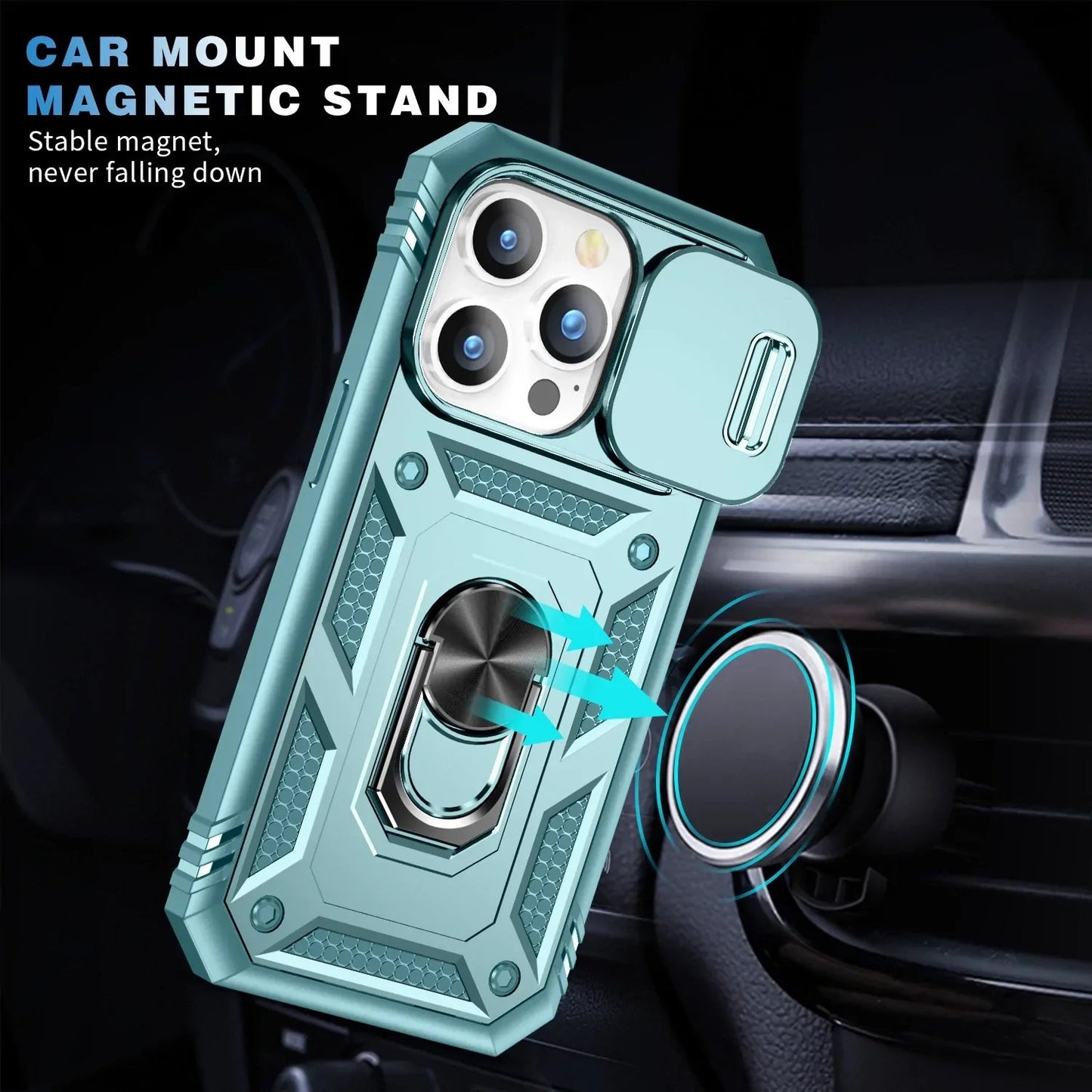 Magnetic Car Finger Ring 3-in-1 Phone Case