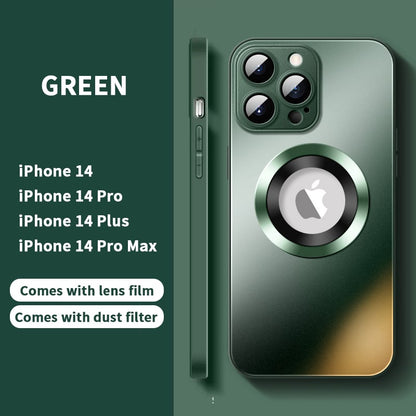 Magnetic AG Glass Frosted Case With Camera Lens Protector For iPhone 14 13